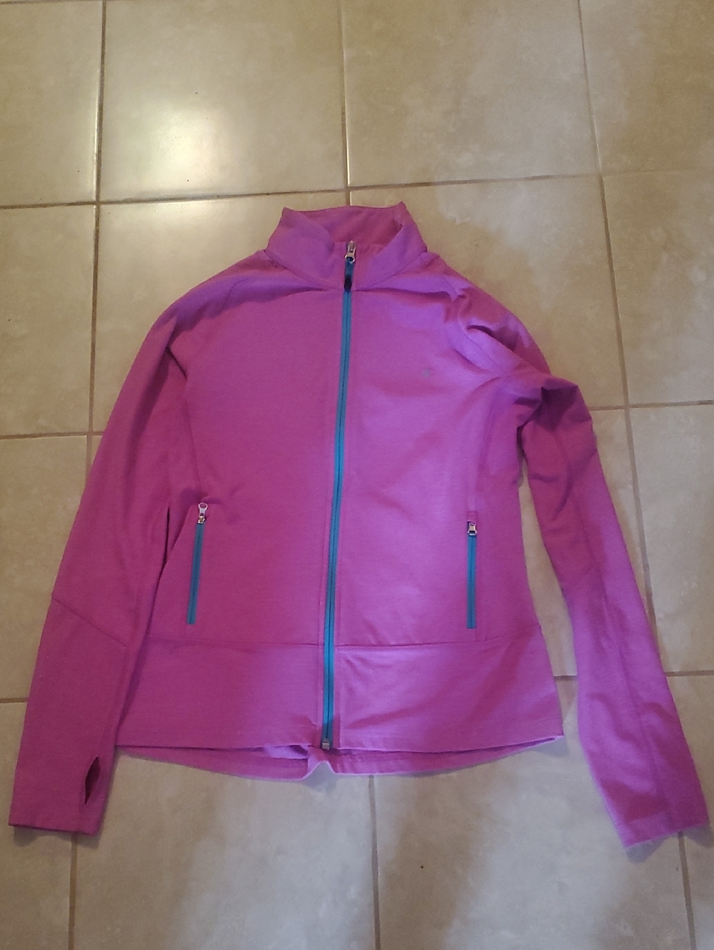 Champion Pink Full-Zip Active Jacket with Blue Trim